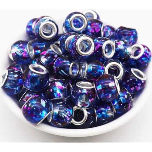 10Pcs Glass Spacer Beads European Big Hole Rondelle Spacer Beads fit European Bracelet Hair Bead Women for Jewelry Making DIY