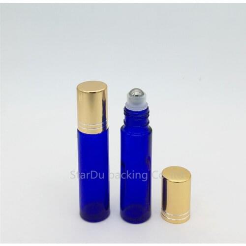 200pcs/lot 10ml blue roll on perfume bottle, 10ml blue essential oil rollon bottles, small glass roller container
