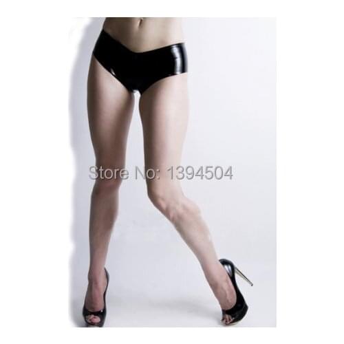 2017 hot new women female handmade black solid color Latex Underwear tight Fetish Underpants exotic lingerie