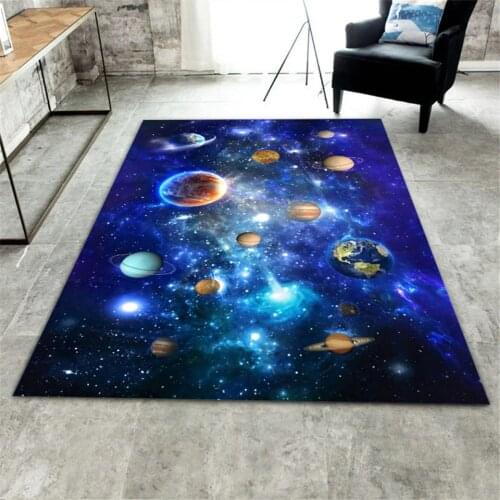 Universe Star Sky 3D Carpet Coffee Table Rug Living Room Space Planet Carpet For Children Room Bedroom Bedside Mat Washable