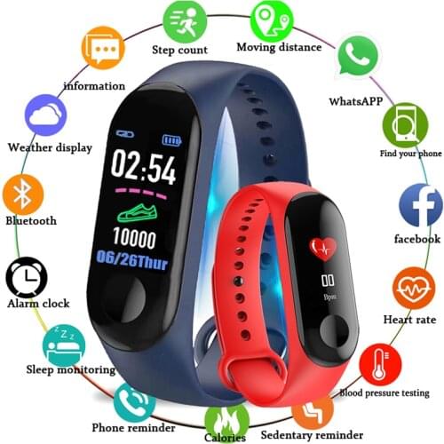 Fitness Wristwatch M3 Color Screen Smart Sport Bracelet Activity Running Tracker Heart Rate For Children Men Women Watch Hours