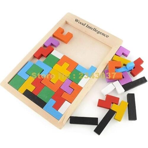 Wooden tangram brain teaser puzzle tetris game educational baby kid toy Toy