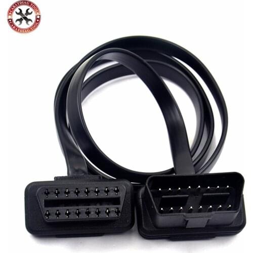 60/100CM 16Pin OBDII OBD 2 OBD2 Cable Connector Diagnostic-Tool ELM327 Adapter Flat Thin As Noodle Male to Female Extension
