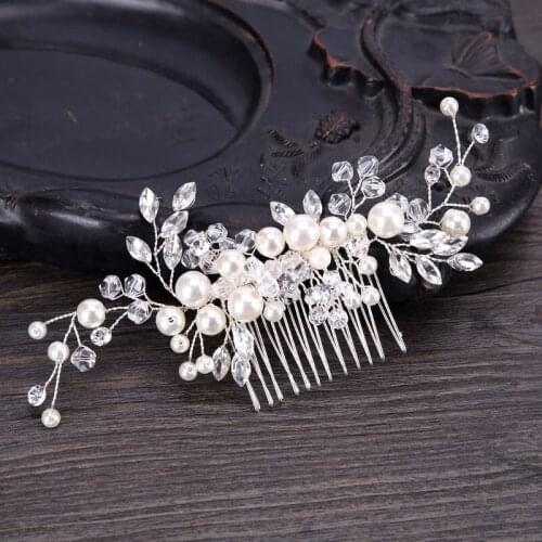 Elegant Imitation Pearl Hair Comb Bride Handmade Headdress Flower Female Jewelry Wedding Accessories Hair Ornaments BN