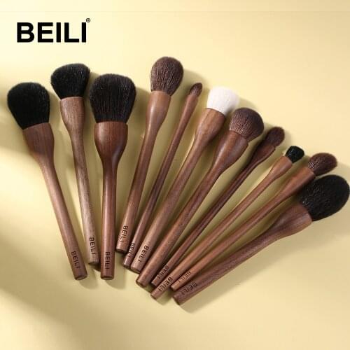 BEILI Makeup Brushes Walnut Wood A Class Goat Hair Powder Contour Eyebrow Blusher Eyeshadow Foundation Beauty Makeup Brush Set