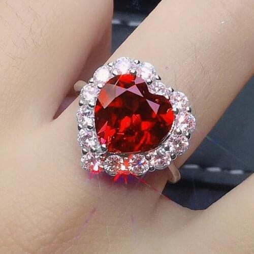 Delicate Heart-shaped Imitate Gemstone Open Rings Necklaces for Women Elegant Shiny Zircon Wedding Rings Engagement Jewelry