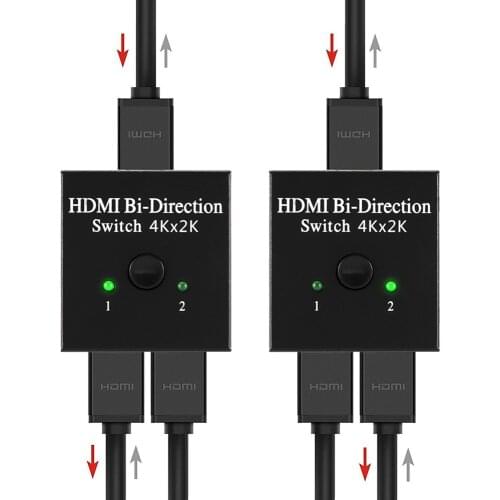 4K HDMI Switch 2 Ports Bi-directional 1x2 / 2x1 HDMI Switcher Splitter Supports Ultra HD 4K 1080P 3D HDR HDCP for PS4 Xbox HDTV