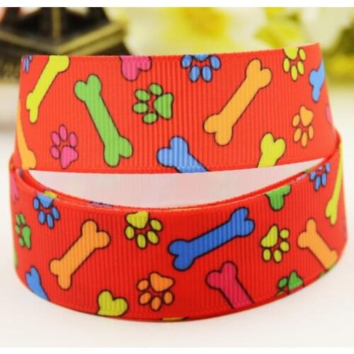 22mm 25mm 38mm 75mm Dog paw Cartoon printed Grosgrain Ribbon party decoration 10 Yards X-03477