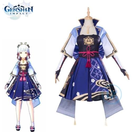 Game Genshin Impact Cosplay Costume Kamisato Ayaka Cosplay Costume Women Girls Dress Sleeve Full Set Halloween Party Gift