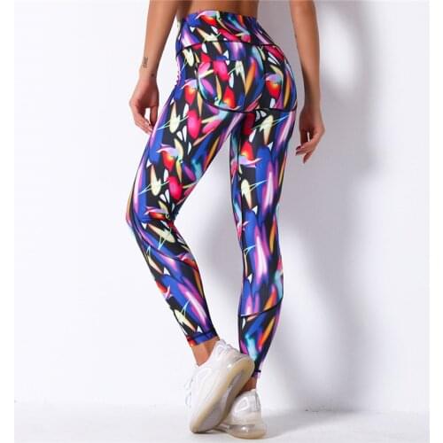Rooftrellen 25%Spandex Printed Leggings Sports High Waisted Leggings Women Casual Slim Pants Ankle Length Female Leggings