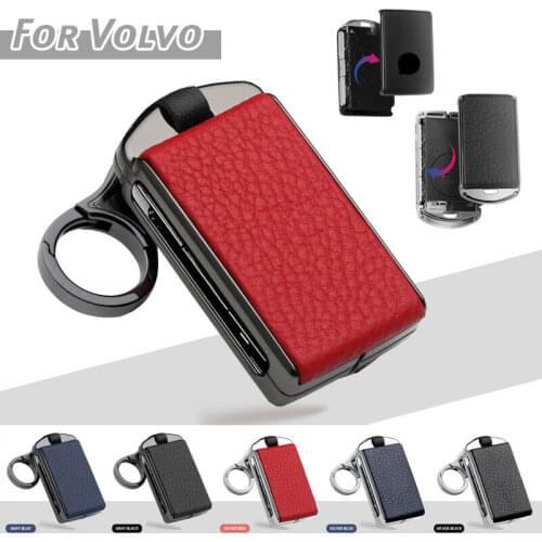 Metal leather Car Key Cover For Volvo XC40 XC60 S90 XC90 V90 T5 T6 T8 Polestar 2 Key Protect keychain Car Key Case Car Key Holer