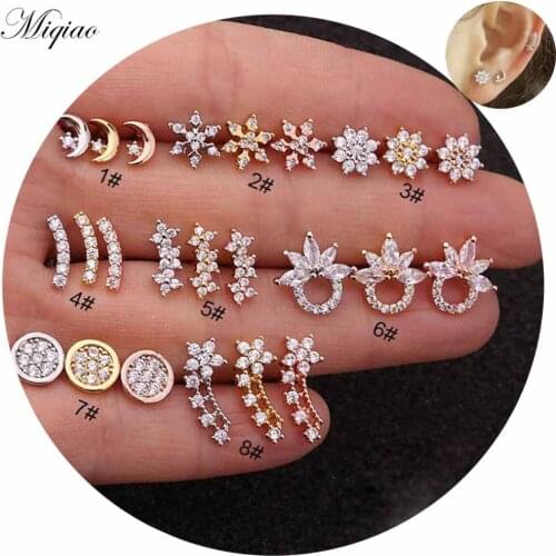 Miqiao 2pcs Fashion Creative Stainless Steel Zircon Thin Rod Ear Bone Nail Body Exquisite Piercing Jewelry