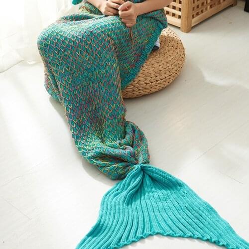 Fashionable knitting Mermaid Tail Blanket Handmade soft throw blankets for Bed Sofa Wrap Sleeping Bed mermaid blanket knitted