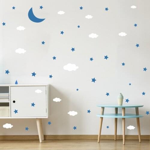 Cartoon moon clouds stars wall sticker kid baby room bedroom living room wallpaper home decoration beautify combination stickers