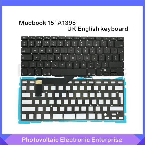 New for Macbook Pro Retina 15" A1398 UK English Keyboard with Backlight Backlit + Keyboard Screws 2012 2013 2014 2015 Year