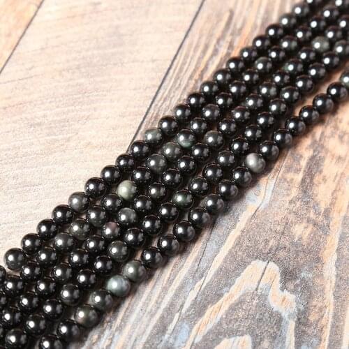 New Natural Obsidian Beads Loose Stone Beads Jewelry Accessories Round Bead for DIY Bracelet Necklace Making