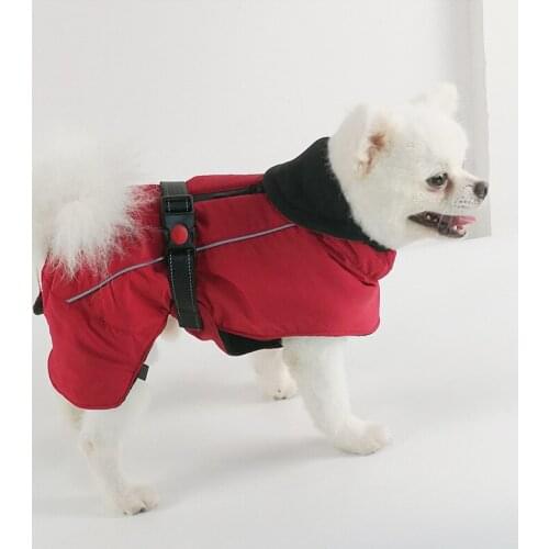 Pet Clothes Dog Warm Jacket Dog Reflective Strip Waterproof Ski Suit Large Dog Cotton Clothes