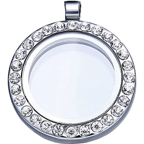 30mm Silver Color Floating Round Magnet Locket Pendant Charms Memory Photo frame Locket Necklace For Women new year gift