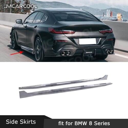 2 PCS/Set Dry Carbon Fiber Side Skirts For BMW 8 Series G14 G15 G16 840i 2019 2020 Door Bumper Lip Trim Aprons