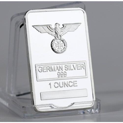 Rare 1 Ounce German Silver 999 Liberty Eagle Totem Silver Plated Cross Bar with Acrylic Protection Capsules