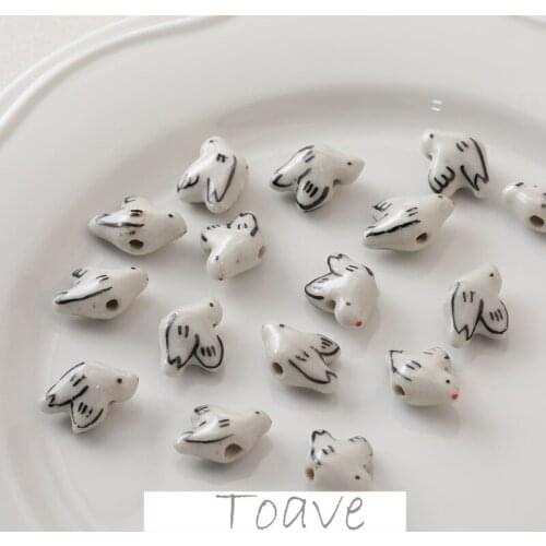 Hand-painted ceramic bird straight hole diy beaded necklace bracelet earring material accessories