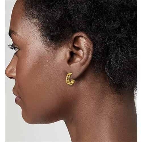 Noelia Personalized Customized Name Earrings Fashion Stainless Steel Letter Earrings Memorial Jewelry Gift for Men Women