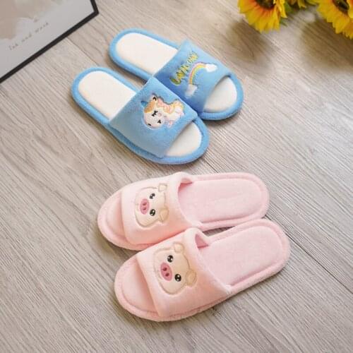 Cartoon Peep Toe Slippers High Quality Girl Indoor Shoes Pig Cats Non-slip Floor Slippers Rubber Sole Cute Spring Autumn Home
