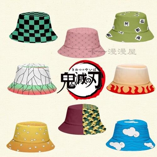 Anime Demon Slayers Blade Fisherman Hat Tanjiro Nezuko Zenitsu Giyuu Sun Hat UV Sun Hat Men and Women Children