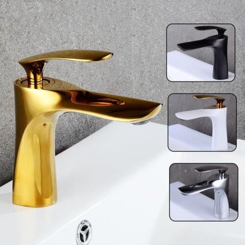 Basin Faucet Hot and Cold Water Single Handle Brass Chrome Mixer Tap Black Gold Chrome White Water Sink Mixer Tap