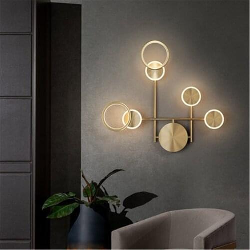 Modern LED Wall Lamp Minimalist Copper Sconce Luxury Aisle Living Room Background Bedroom Bedside Wall Lights