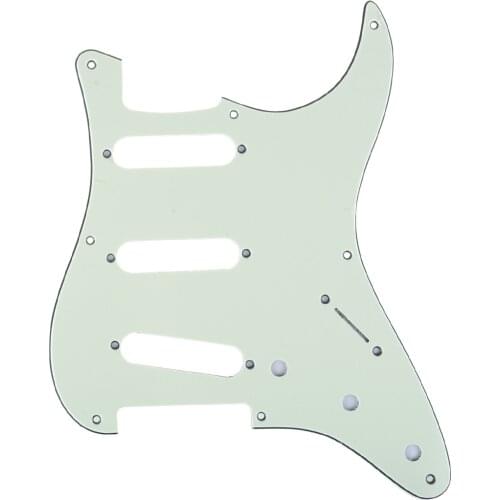 Musiclily Pro 8-Hole 50s 57 Vintage Style Strat SSS Guitar Pickguard for American Stratocaster, 3Ply Mint Green