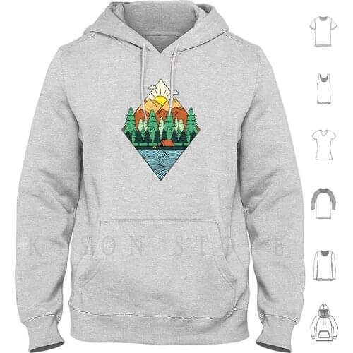 Mountains Diamond Hoodies Long Sleeve Mountains Forest Nature Tree Camp Camping Sunset Nature Lover Sun