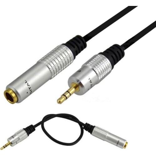 6.35mm 1/4 Inch Stereo Female Socket to 3.5mm Stereo Plug male Headphone Extension Cable 30cm Large Headphone Jack Adapter