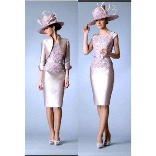 Vestido de madrinha free shipping 2014 new fashion hot Plus size party prom gown knee length mother of the bride lace dresses