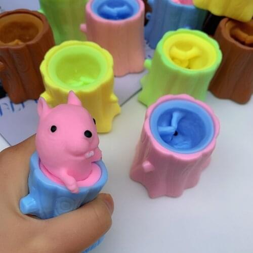 Tricky Funny Stress Relief Anxiety Flying Squirrel Cup Squeeze Squishy Toy Sensory Fidget Toys Simple Dimple for ADHD Autism
