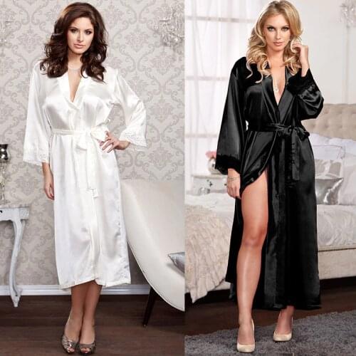Pajamas Plus Size Rayon Bathrobe Womens Satin Long Silk Robe Sexy Lingerie Hot Nightgown Sleepwear