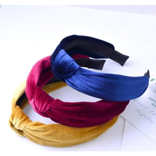 1 PC Knot Cross Tie Solid Fashion Velvet Hair Band Headband Girls Bow Hoop Hair Accessories Twist Headband Headdress for Women