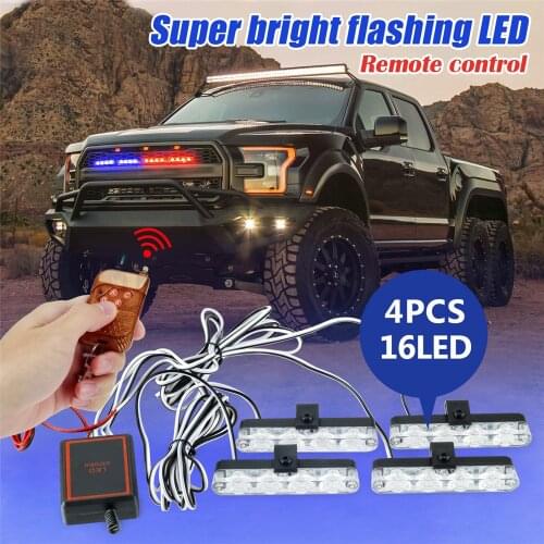 1 Set 4 in 1 LED Flashing Mini Emergency Warning Lights 12V Waterproof Police Strobe Light Universal for Vehicle Truck Trailer