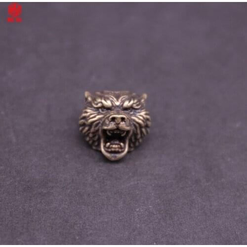 1PCS Bear Head Hand-Cast Paracord Knife Beads Lanyard Beads EDC Key Pendant DIY Bracelet Braided Accessories