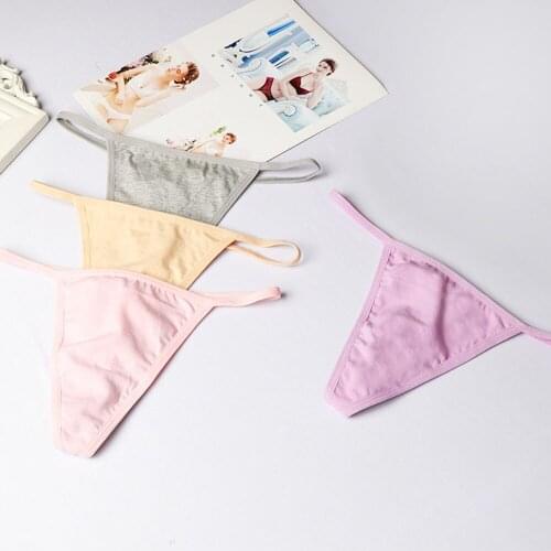 1 Pcs Thin Strap Cotton Thong Panties Lingerie Sports Sexy Solid Color Low Waist Ladies Sexy Briefs Breathable Underwear