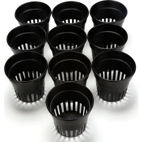 10pcs/lot 3inch + Clone Collar White Insert Root Guard Hydroponic Flower Plant Green Grow Heavy Duty Black Mesh Pot Net Basket