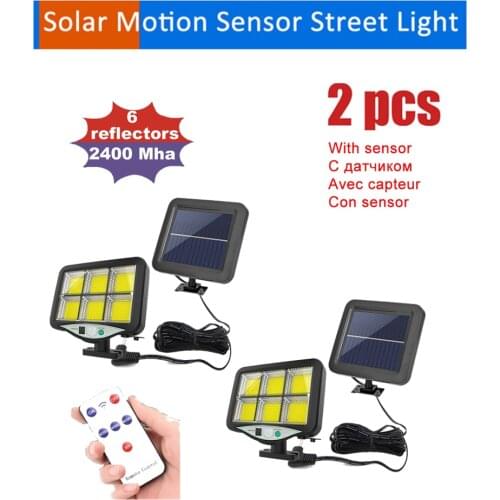 2pcs seperable 120 COB outdoor led solar wall lamp PIR motion sensor waterproof solar light fluorescent lamps garden decoration