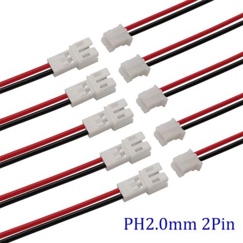 20Pair JST PH2.0 2Pin Wire Connectors Pitch 2.0mm JST Male Female Plug Jack 2P Terminal DIY Electrical Cable Adapter Length 20CM