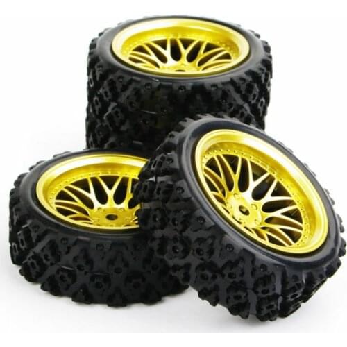4Pcs 1/10 Rally Tires and Wheels Model 12mm Hex Fit HPI HSP 1:10 RC Off Road Model Car