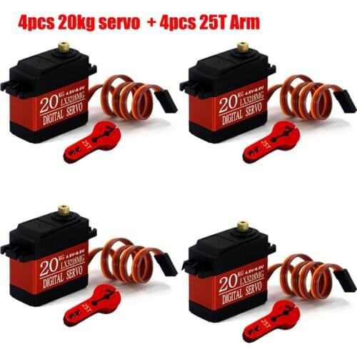 4PCS New LX3218MG Waterproof 20kg Metal Gear Large torque full metal gear digital Rc servo For RC Car Traxxas HSP baja RC toys