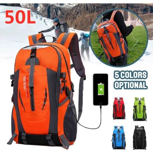 50L Unisex Women Men Backpack USB Port Sports Bag Pack Travel Outdoor Cycling Mountaineering Hiking Climbing Camping Backpacks