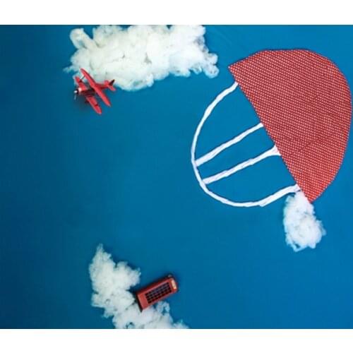 5x7ft Blue Sky Cloud Helicopter for Children Photography Backdrops Photo Props Studio Background