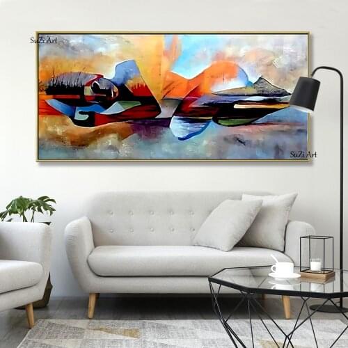 Abstract Lord Buddha Abstract Handpainted Figure Oil Painting Buddha Canvas Religious Home Wall Art Pictures For Living Room