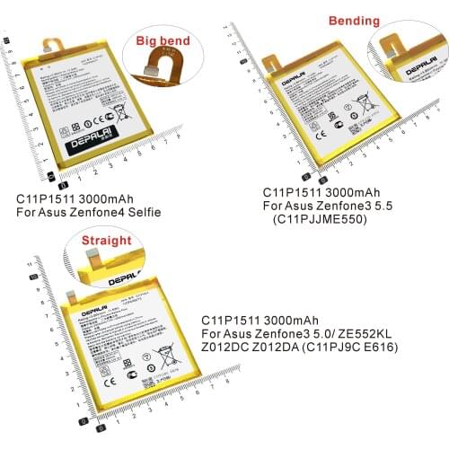 C11P1511 Battery For Asus Zenfone 4 Selfie Zenfone3 5.5 C11PJJME550 ZF3 5.0/ ZE552KL Z012DC Z012DA C11PJ9C E616 High Capacity
