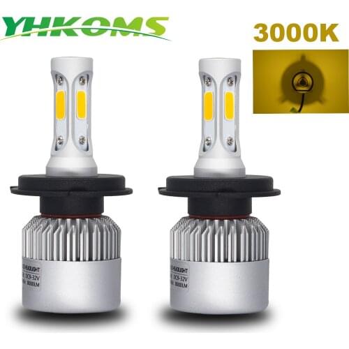 YHKOMS Auto Fog Light H11 LED H4 H7 H8 H9 H11 H1 H3 9005 9006 880 881 3000K Yellow Light Car Headlight LED Fog Bulbs 8000LM 12V